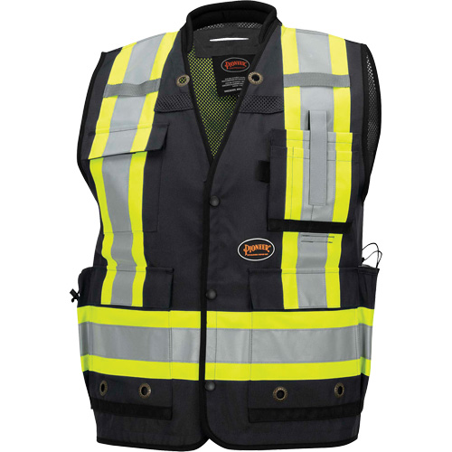 6679 Veste d'arpenteur antimicrobienne haute visibilit&eacute; avec dos en maille, Noir, Petit, Polyester Moffatt Supply & Specialties