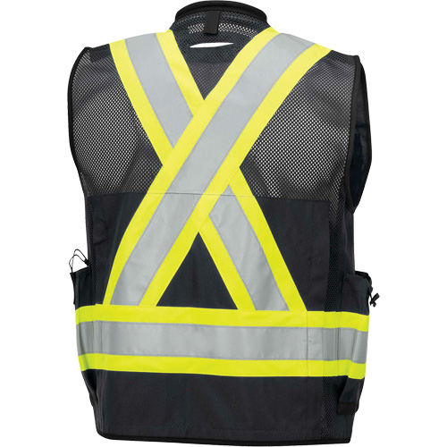 6679 Veste d'arpenteur antimicrobienne haute visibilit&eacute; avec dos en maille, Noir, Petit, Polyester Moffatt Supply & Specialties