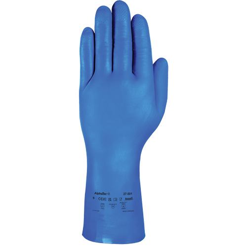Gants r&eacute;sistants aux produits chimiques bleus pour usage moyen AlphaTec 37-501, Taille 7, 13" lo, Nitrile, 16,5-mil Moffatt Supply & Specialties