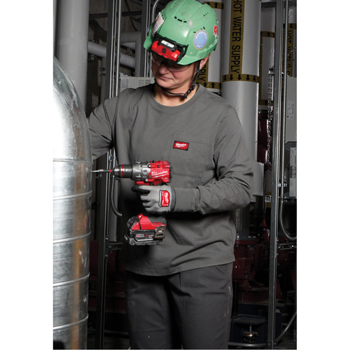 GRIDIRON Long Sleeve Pocket T-Shirt, Women's, X-Small, Grey Moffatt Supply & Specialties