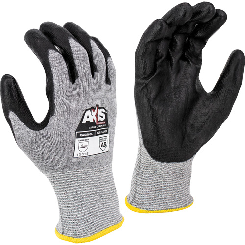 Gants de travail r&eacute;sistants &agrave; la coupe, compatibles avec &eacute;crans tactiles RWG566 AXIS, Taille 2T-Grand, Calibre 18, Rev&ecirc;tement Polyur&eacute;thane, Enveloppe en Acier inoxydable/PEHP, ASTM ANSI niveau A5/EN 388 niveau E Moffatt Supply & Specialties
