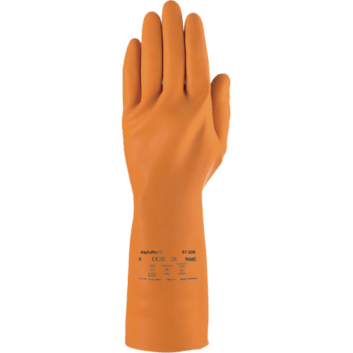 Gants robustes r&eacute;sistants aux produits chimiques AlphaTec 87-208, Taille 7, 12,8" lo, Latex de caoutchouc, Doublure en Coton/Ouat&eacute;e, 29,5 mils Moffatt Supply & Specialties