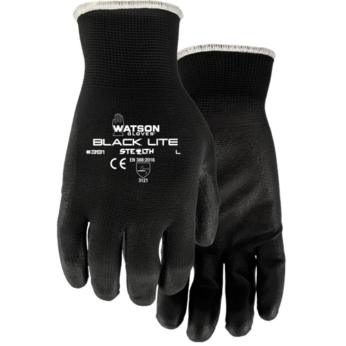 391 Stealth Black Lite Gloves, X-Small, Polyurethane Coating, Polyester Shell Moffatt Supply & Specialties