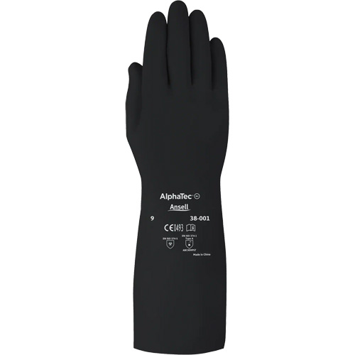 Gants d,usage moyen r&eacute;sistants aux produits chimiques AlphaTec 38001PP, Taille 9, 14" lo, Caoutchouc butyle, 14 mils Moffatt Supply & Specialties