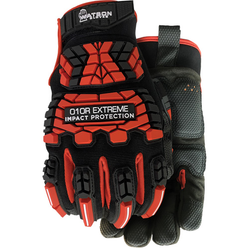010R Extreme Red Impact Resistant Gloves, X-Small, Microfibre Palm, Hook & Loop Cuff Moffatt Supply & Specialties