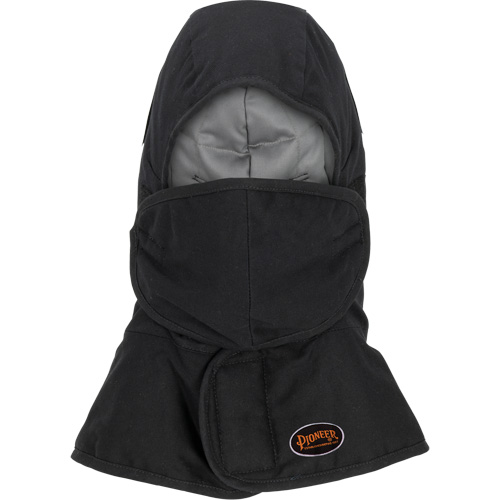 Pioneer 765A Flame-Resistant Quilted Hard Hat Liner with Long Neck & Detachable Mouthpiece, Black/Grey, Cotton/FR-Tech&reg;/Modacrylic/Nylon Moffatt Supply & Specialties