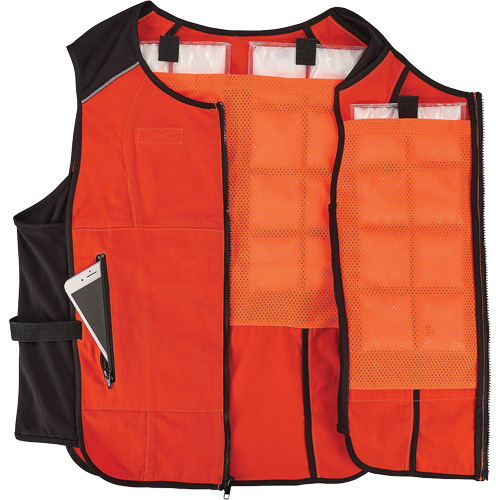 Veste de refroidissement &agrave; changement de phase l&eacute;g&egrave;re avec sachets de recharge Chill-Its 6260, Grand/T-Grand, Orange Moffatt Supply & Specialties