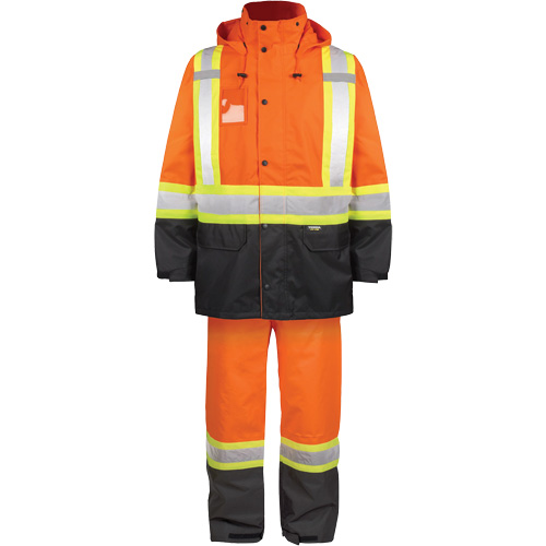 Ensemble de pluie haute visibilit&eacute; en tissu 150 deniers, Polyester, T-Grand, Orange haute visibilit&eacute; Moffatt Supply & Specialties