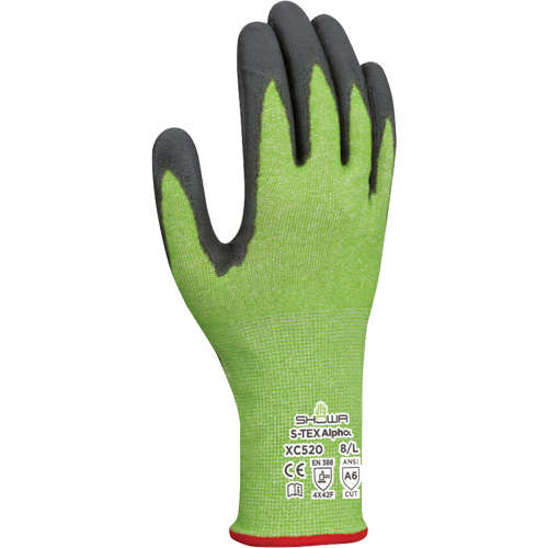 S-TEX Alpha XC520 Work Gloves, 6/Small, 18 Gauge, Polyurethane Coated, ASTM ANSI Level A6/EN 388 Level F Moffatt Supply & Specialties