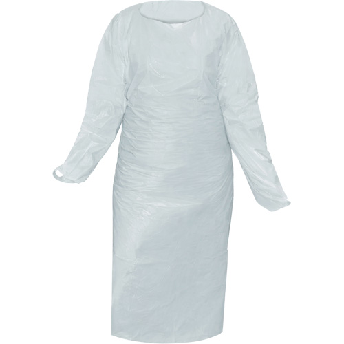 CoverMe Gown with Thumbholes, One Size, White, Polyethylene Moffatt Supply & Specialties