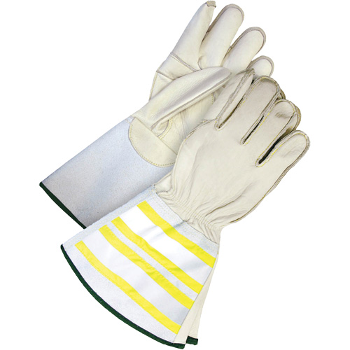 High-Visibility Utility Gloves with 6.25" Cuff, Small, Grain Cowhide Palm Moffatt Supply & Specialties