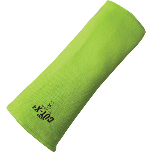 Cut-X&reg; Cut-Resistant Sleeve, Fibreglass/Polyethylene, 12", ASTM ANSI Level A4, High Visibility Lime Moffatt Supply & Specialties