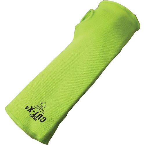 Cut-X&reg; Cut-Resistant Sleeve with Thumb Hole, Fibreglass/Polyethylene, 12", ASTM ANSI Level A4, High Visibility Lime Moffatt Supply & Specialties