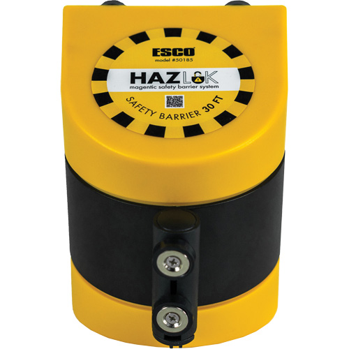 Syst&egrave;me de barri&egrave;re de s&eacute;curit&eacute; HAZLOK, Plastique, Fixation magn&eacute;tique, 30', Ruban Noir et jaune Moffatt Supply & Specialties