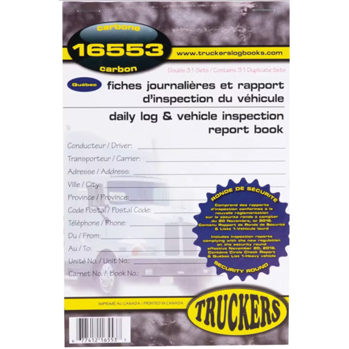Carnet bilingue de registre quotidien et de rapport d'inspection de v&eacute;hicule Moffatt Supply & Specialties