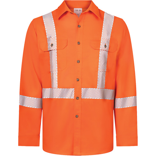 Avenger 7 oz Deluxe Segmented Striped High-Visibility Work Shirt, Style 652, Men's, 4X-Large (Tall), Orange Moffatt Supply & Specialties