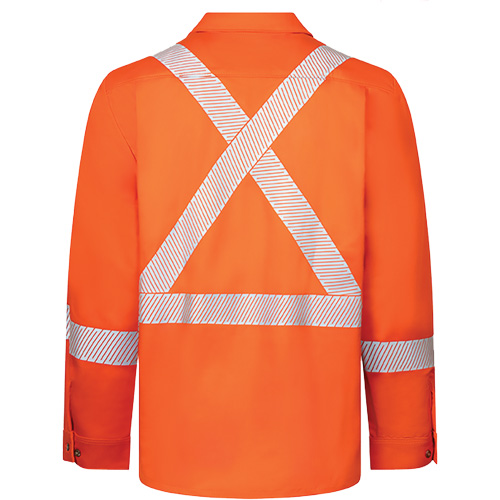 Avenger 7 oz Deluxe Segmented Striped High-Visibility Work Shirt, Style 652, Men's, 4X-Large (Tall), Orange Moffatt Supply & Specialties