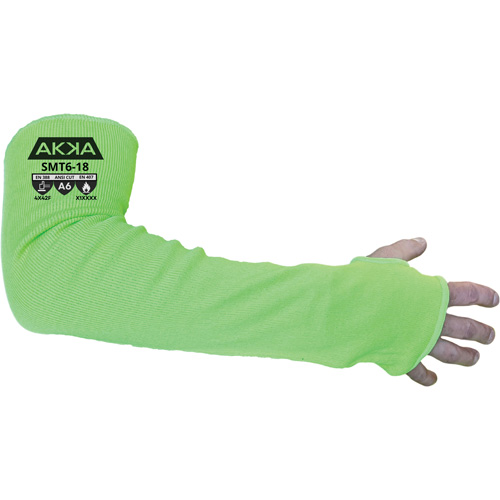 High Cut-Protection Sleeve, HPPE/Polyester/Spandex/Stainless Steel, 18", ASTM ANSI Level A6/EN 388 Level F, Green Moffatt Supply & Specialties