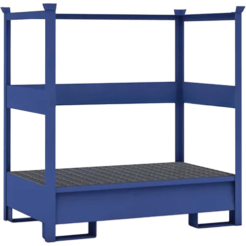 2-Drum Blue Transport Spill Containment Pallet with Side Rails, 66 US gal. Spill Capacity, 55" x 34" x 58" Moffatt Supply & Specialties
