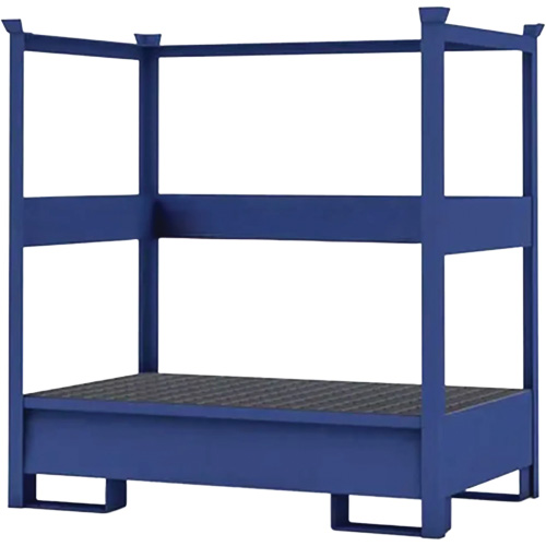 2-Drum Blue Transport Spill Containment Pallet with Side Rails, 66 US gal. Spill Capacity, 55" x 34" x 58" Moffatt Supply & Specialties
