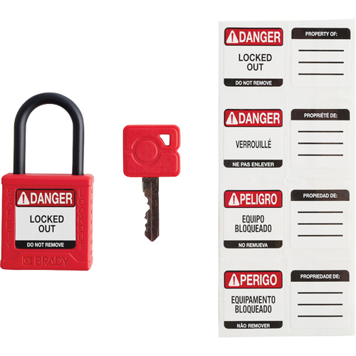 Velocity Compact Safety Lockout Padlocks, Red, Keyed Different, Nylon, 1-1/4" Width Moffatt Supply & Specialties