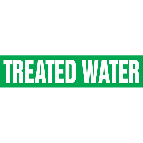 Marqueurs de tuyau "Treated Water", Autocollant, 2-1/2" h x 12" la, Blanc/vert Moffatt Supply & Specialties