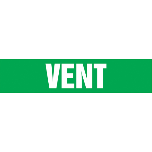 Marqueurs de tuyau "Vent", Autocollant, 2-1/2" h x 12" la, Blanc/vert Moffatt Supply & Specialties