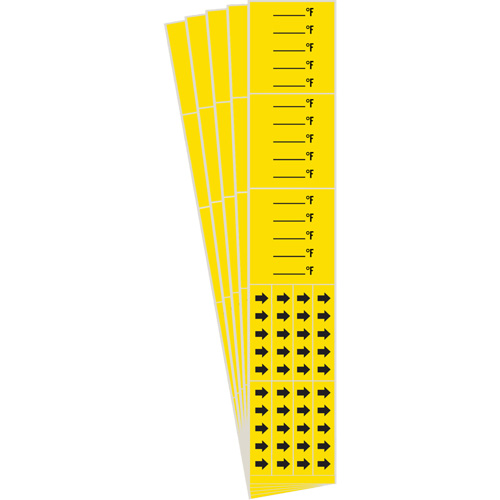 Marqueurs de tuyau avec espace vierge suivi du symbole °F , Autocollant, 2-1/4" h x 14" la, Noir sur jaune Moffatt Supply & Specialties