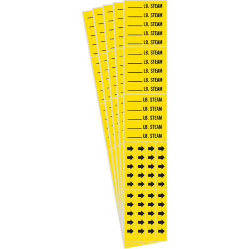 Marqueur de tuyau avec espace vierge suivi de LB. Steam, Autocollant, 2-1/4" h x 2-3/4" la, Noir sur jaune Moffatt Supply & Specialties