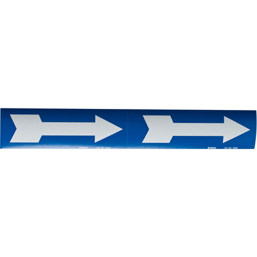 Arrow Pipe Markers, Self-Adhesive, 4" H x 12" W, White on Blue Moffatt Supply & Specialties
