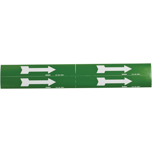 Arrow Pipe Markers, Self-Adhesive, 1-1/8" H x 7" W, White on Green Moffatt Supply & Specialties
