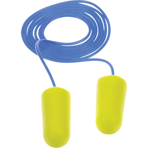 Bouchons d'oreilles n&eacute;on jaune E-A-Rsoft, Vrac - Sac en poly, Avec cordon Moffatt Supply & Specialties