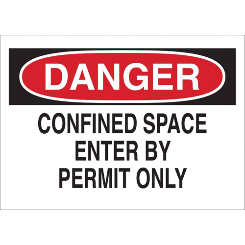 Enseigne "DANGER Confined Space Enter By Permit Only", 10" x 14", Polystyr&egrave;ne, Anglais Moffatt Supply & Specialties