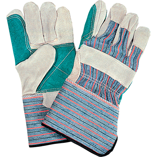 Gants d'ajusteur de qualit&eacute; standard &agrave; paume double, Grand, Paume en Cuir de vache refendu, Doublure en Coton Moffatt Supply & Specialties