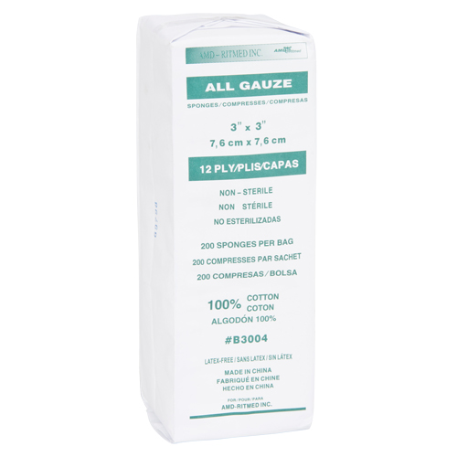&eacute;ponges de gaze, Tampon, 3" lo x 3" la, Dispositif m&eacute;dical Classe 1 Moffatt Supply & Specialties