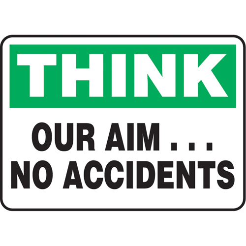 Enseigne  Our Aim… No Accidents , 7" x 10", Aluminium, Anglais Moffatt Supply & Specialties