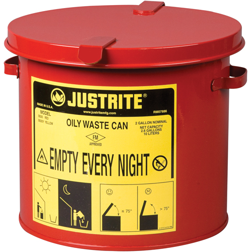 Oily Waste Cans, FM Approved/UL Listed, 2 US gal., Red Moffatt Supply & Specialties