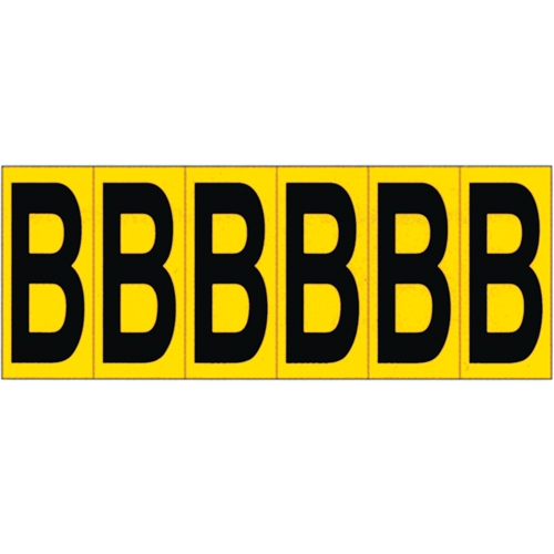 Individual Adhesive Letter Markers, B, 2-15/16" H, Black on Yellow Moffatt Supply & Specialties
