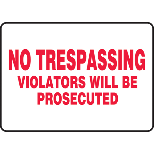 "No Trespassing" Sign, 7" x 10", Vinyl, English Moffatt Supply & Specialties