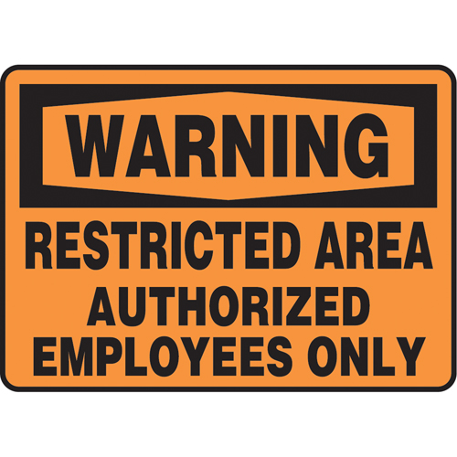 "Restricted Area" Sign, 7" x 10", Vinyl, English Moffatt Supply & Specialties