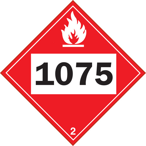 1075 Liquefied Petroleum Flammable Gas TDG Placard, Plastic Moffatt Supply & Specialties