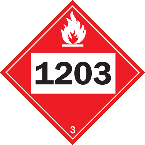 1203 Gasohol & Gasoline Flammable Liquid TDG Placard, Adhesive Vinyl Moffatt Supply & Specialties