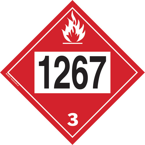 1267 Petroleum Crude Oil Flammable Liquid TDG Placard, Adhesive Vinyl Moffatt Supply & Specialties