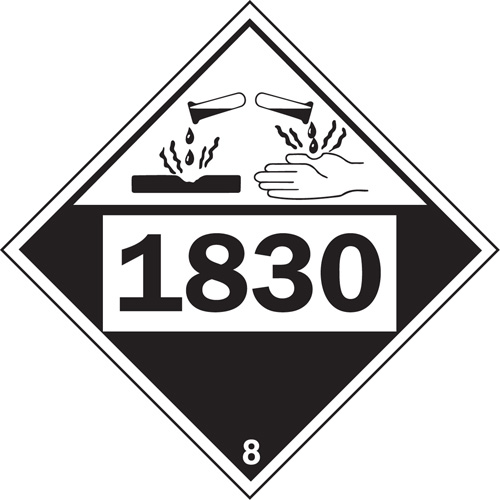 1830 Sulphuric Acid Corrosive Materials TDG Placard, Plastic Moffatt Supply & Specialties
