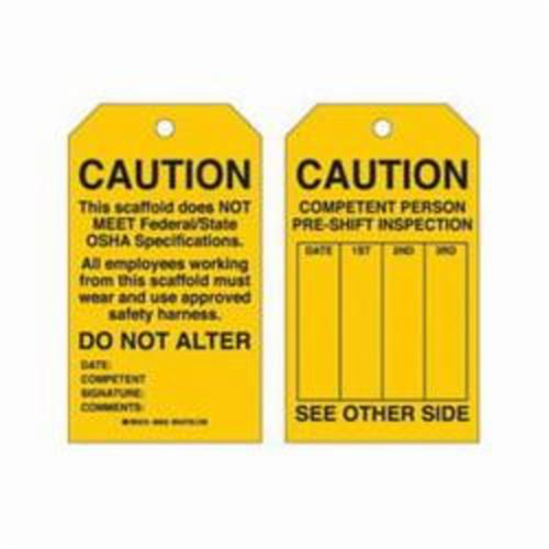 Scaffold Safety Tags, Polyester, 4" W x 7" H, English Moffatt Supply & Specialties