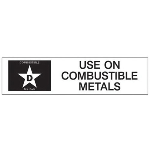 "D: Use on Combustible Metals" Fire Extinguisher Label Moffatt Supply & Specialties