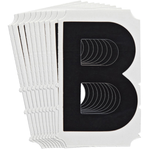 Quick-Align&reg; Individual Gothic Number and Letter Labels, B, 4" H, Black Moffatt Supply & Specialties
