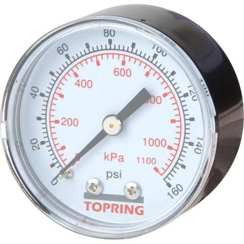 Mini r&eacute;gulateurs - Manom&egrave;tre de remplacement,  2", 0 - 160 psi, Fixation arri&egrave;re, Analogique Moffatt Supply & Specialties
