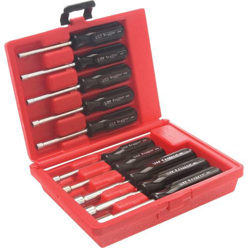 Drilled Shaft Nut Driver Set With Red Plastic Case, 10 Pcs., Metric Moffatt Supply & Specialties