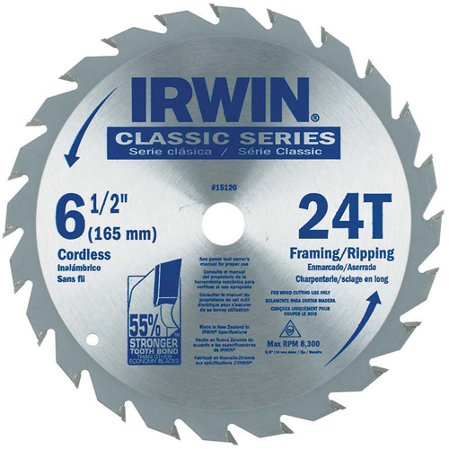 Contractor Saw Blades - Classic Series Saw Blades, 6-1/2", 24 Teeth, Wood Use Moffatt Supply & Specialties